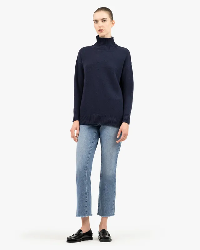 Siena Mock Neck Sweater - Blue