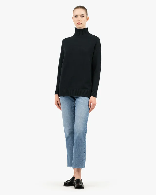Siena Mock Neck Sweater - Black