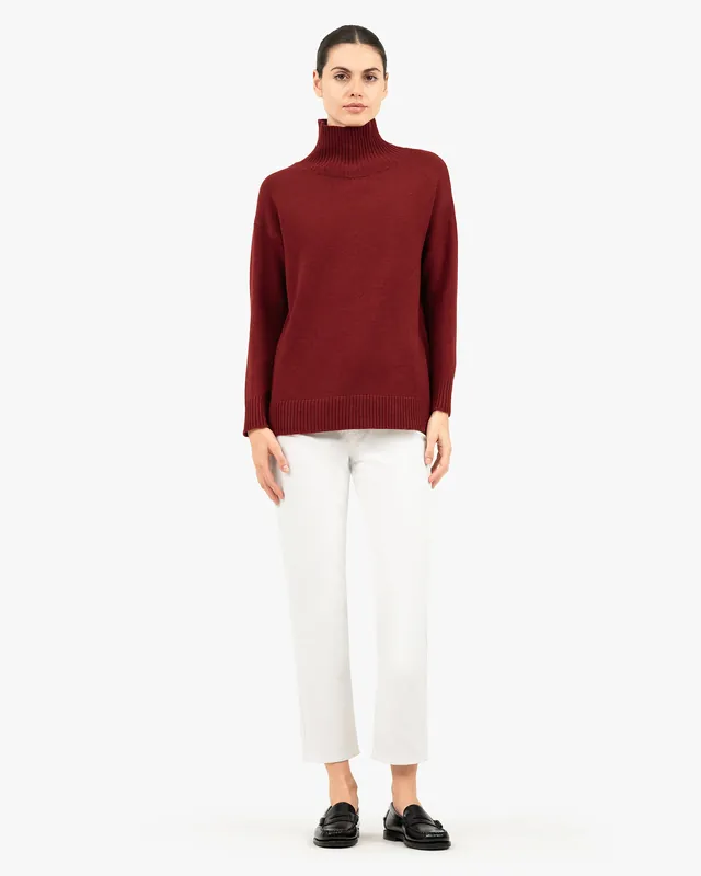 Siena Mock Neck Sweater - Red