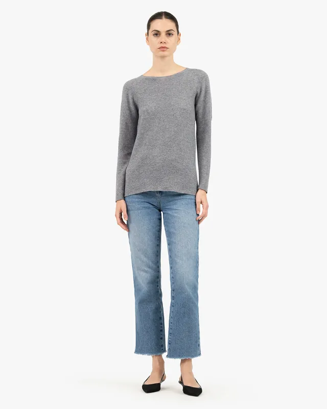 Soffio Boat Neck Sweater - Medium Grey