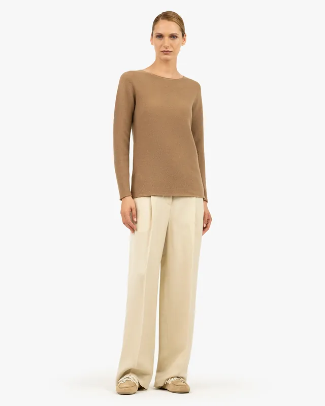 Soffio Boat Neck Sweater - Camel