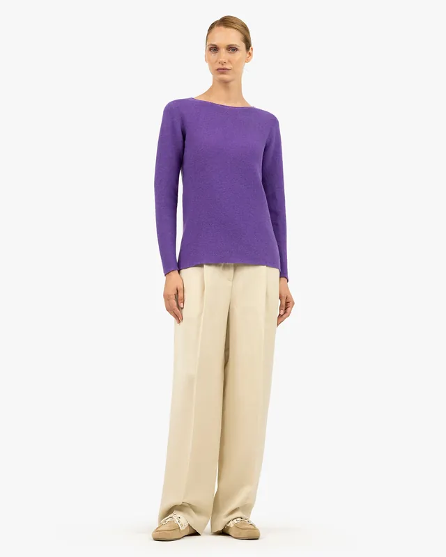 Soffio Boat Neck Sweater - Purple