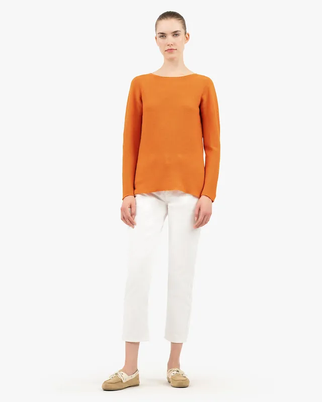 Soffio Boat Neck Sweater - Orange