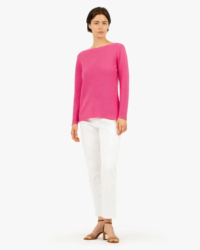 Soffio Boat Neck Sweater - Fuchsia