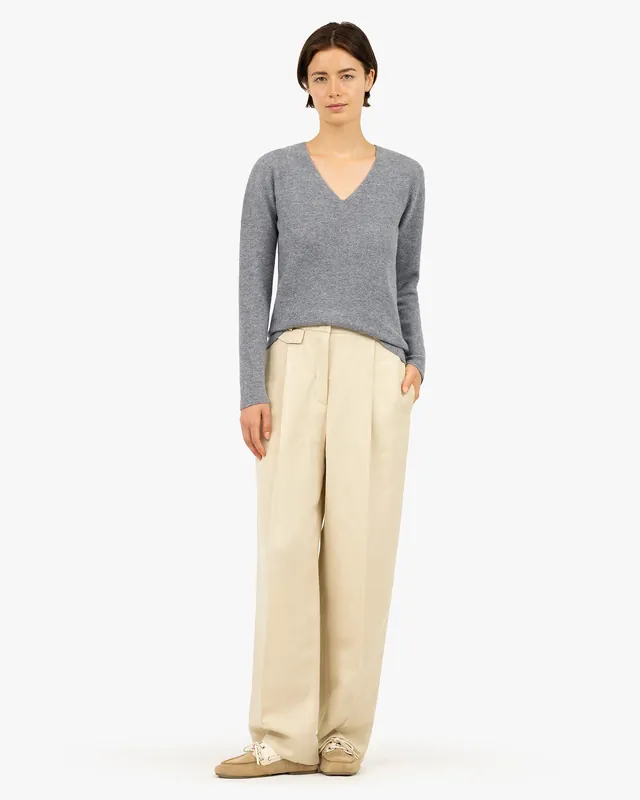 Women's Soffio V-Neck Sweater - Medium Grey