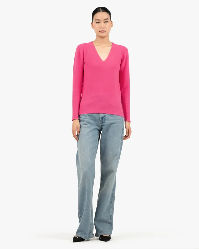 Women's Soffio V-Neck Sweater - Fuchsia
