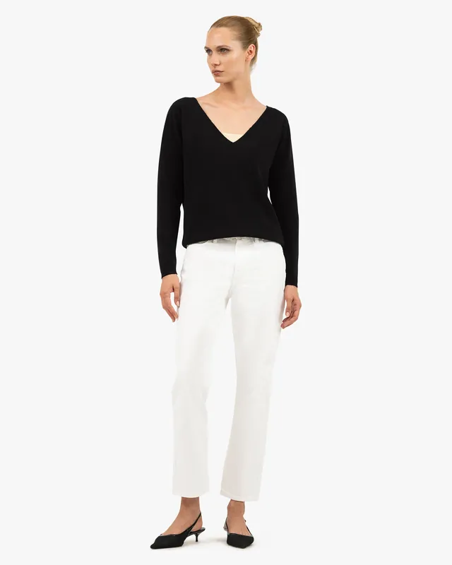 Essential Wide V-Neck Sweater - Black