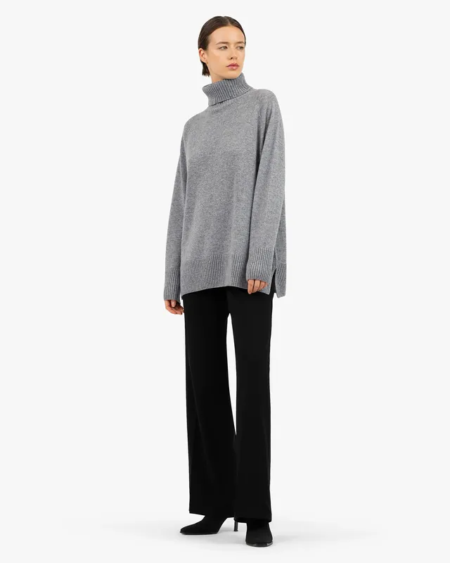 Mosel Maxi Turtleneck Sweater - Medium Grey