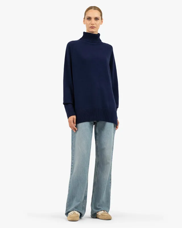 Mosel Maxi Turtleneck Sweater - Blue
