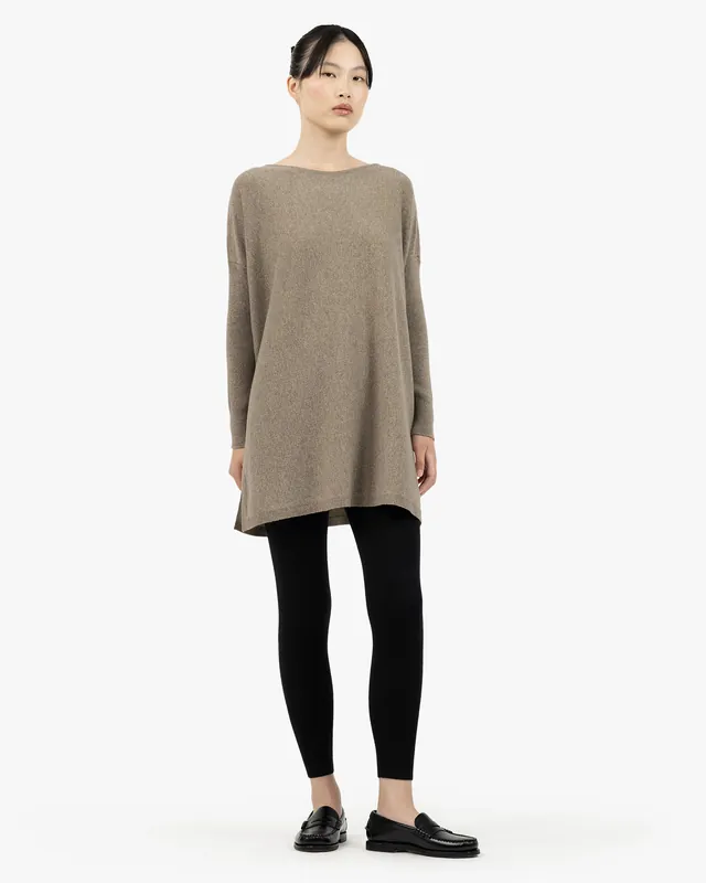 Palazzo Maxi Boat Neck Sweater - Taupe