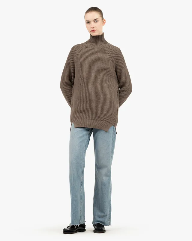 Sorapis Mock Neck Sweater - Brown