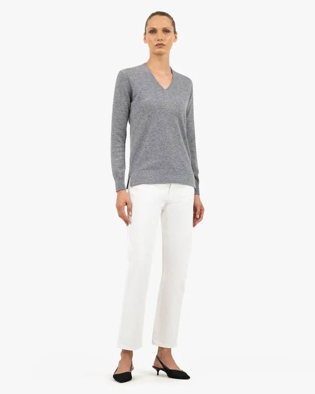 Women's Florenz V-Neck Sweater - Medium Grey