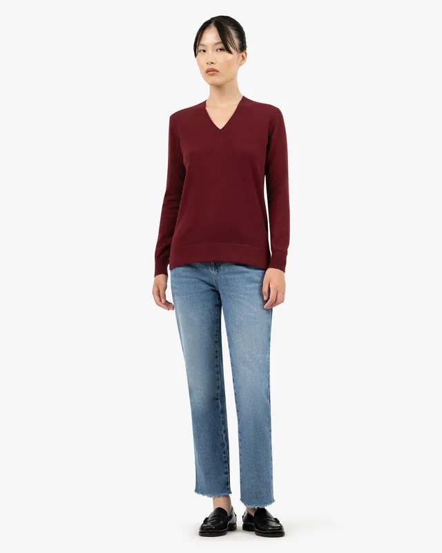 Women's Florenz V-Neck Sweater - Bordeaux