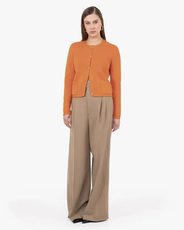 Oasi Crew Neck Cardigan - Orange