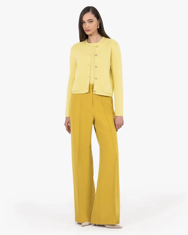 Oasi Crew Neck Cardigan - Yellow