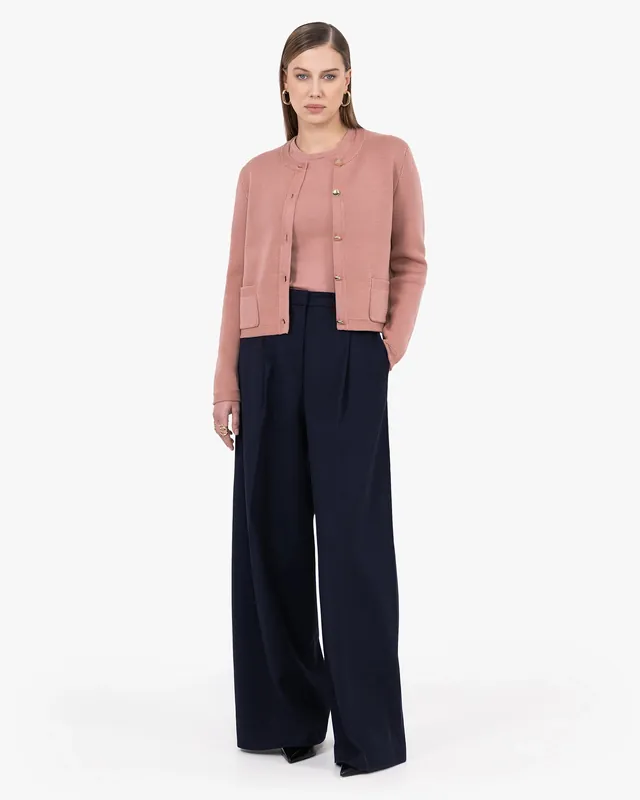 Oasi Crew Neck Cardigan - Blush