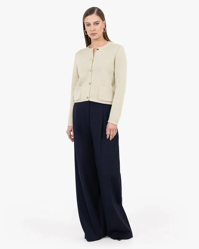 Oasi Crew Neck Cardigan - Beige