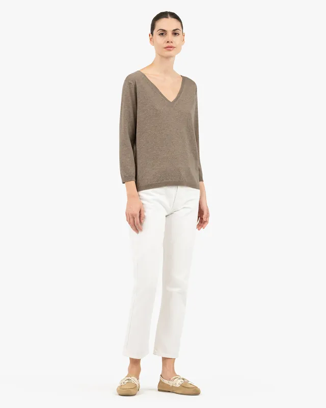 Women's Stresa V-Neck Sweater - Taupe