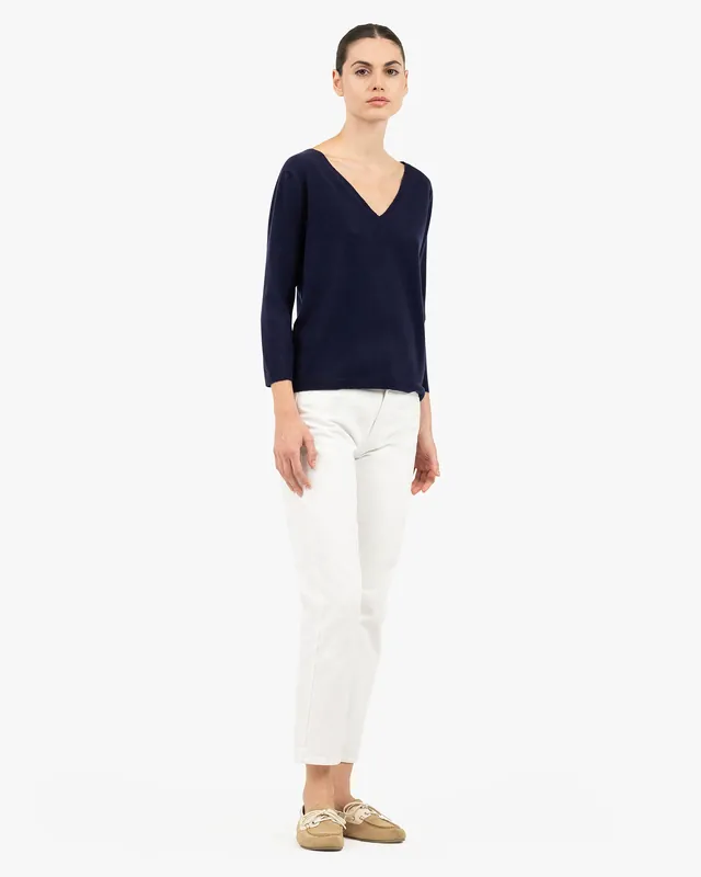 Women's Stresa V-Neck Sweater - Blue