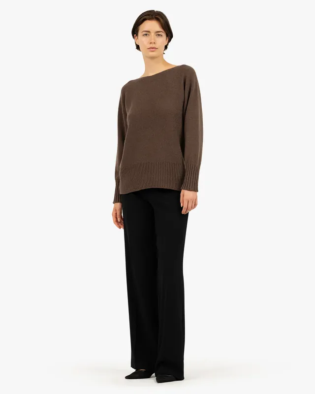 Dolomiti Maxi Boat Neck Sweater - Brown