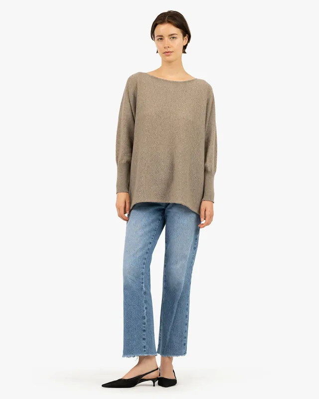 Velia Maxi Boat Neck Sweater - Taupe