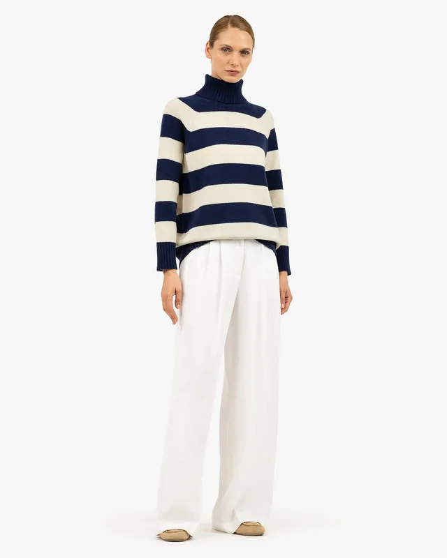 Cortona Striped Turtleneck - Blue