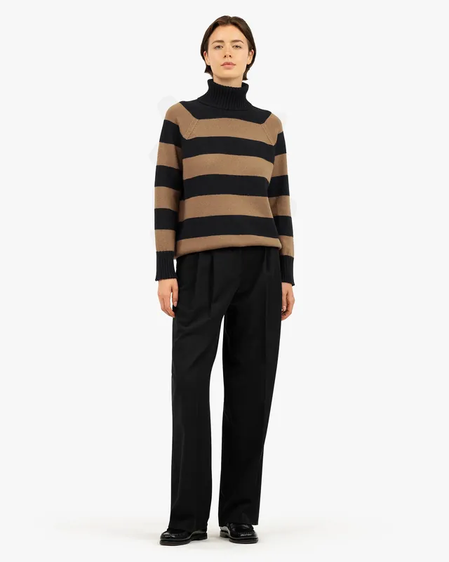 Cortona Striped Turtleneck - Black