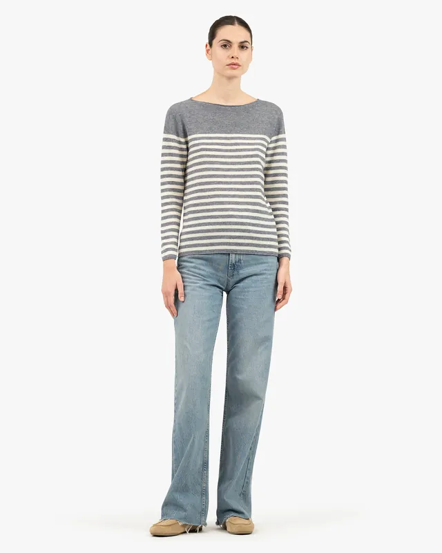 Piuma Boat Neck Sweater - Medium Grey