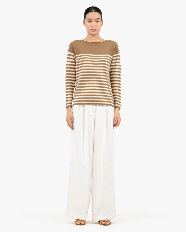 Piuma Boat Neck Sweater - Camel