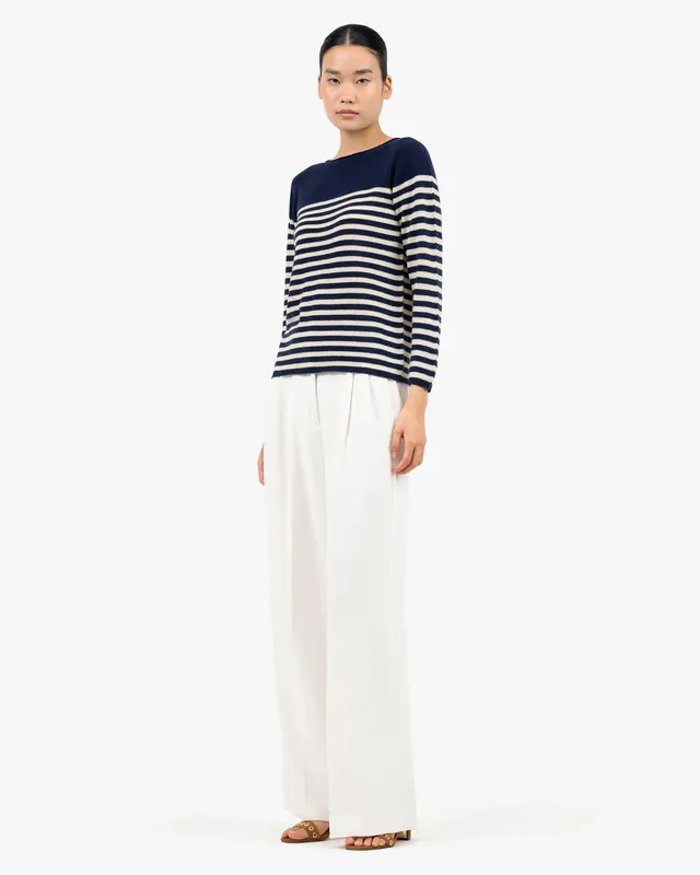 Piuma Boat Neck Sweater - Blue