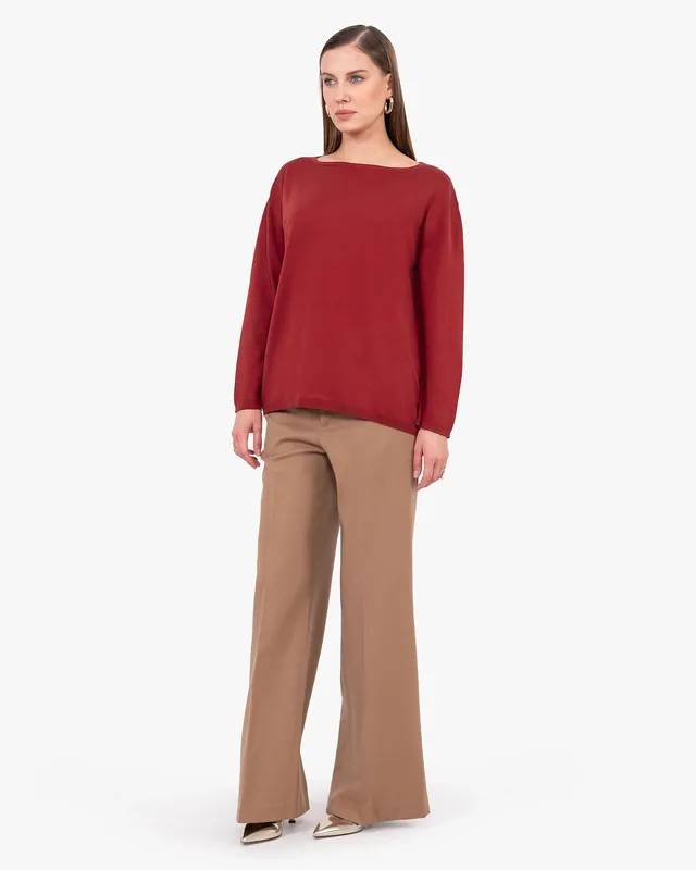 Oasi Boat Neck Sweater - Red
