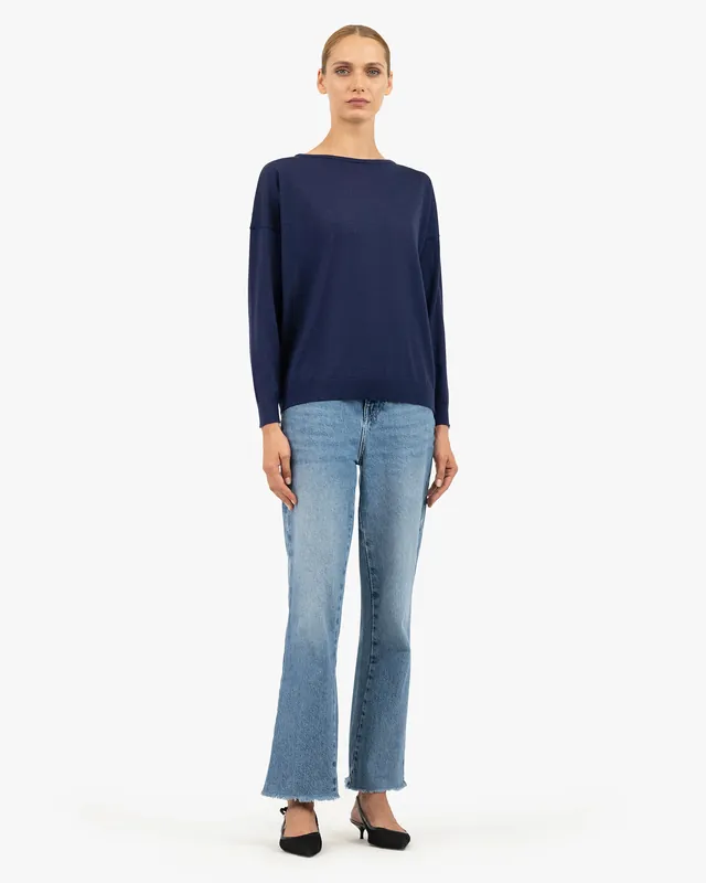 Belvoir Boat Neck Sweater - Blue