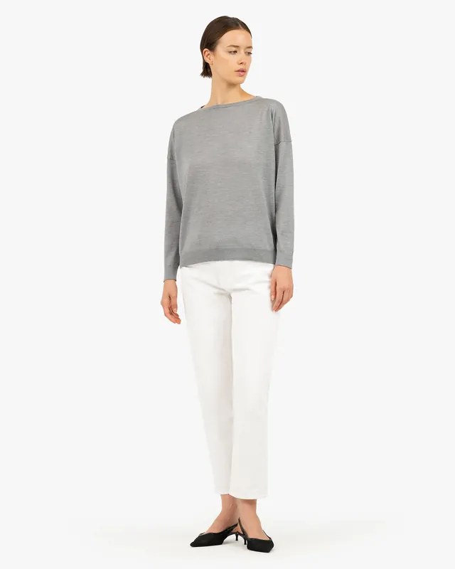 Belvoir Boat Neck Sweater - Grey
