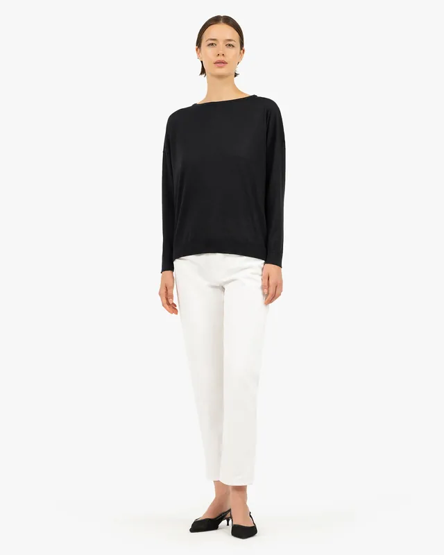 Belvoir Boat Neck Sweater - Black