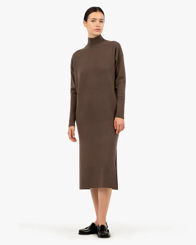 Liv Mock Neck Dress - Brown
