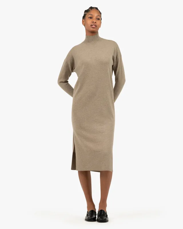 Liv Mock Neck Dress - Taupe
