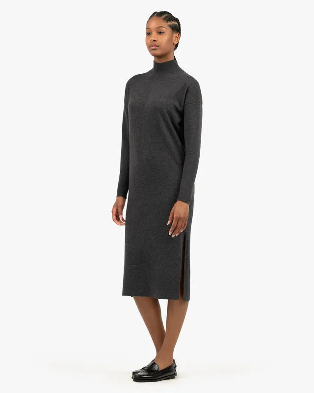 Liv Mock Neck Dress - Charcoal