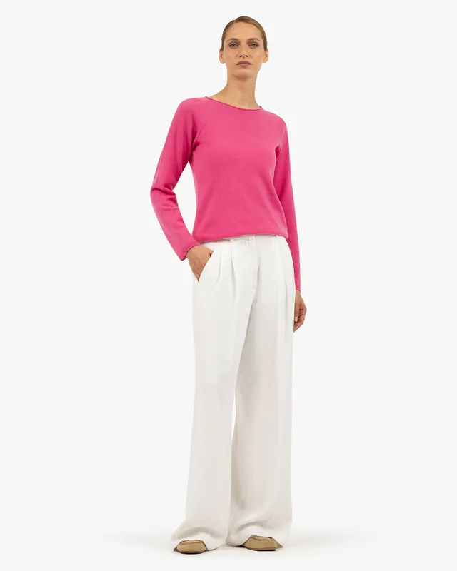 Women's Piuma Crew Neck Sweater - Fuchsia
