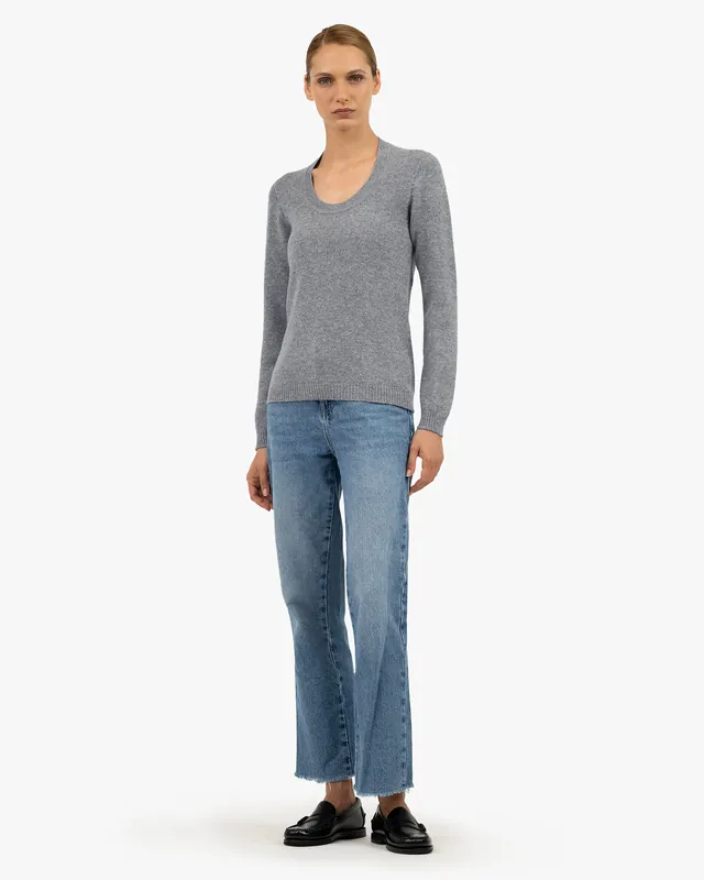Piuma Wide Neck Sweater - Medium Grey