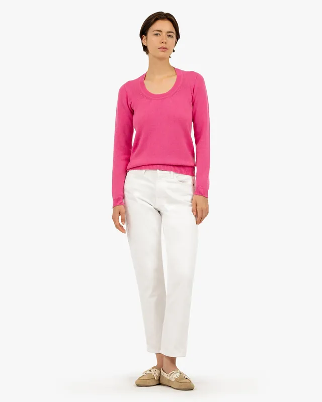 Piuma Wide Neck Sweater - Fuchsia
