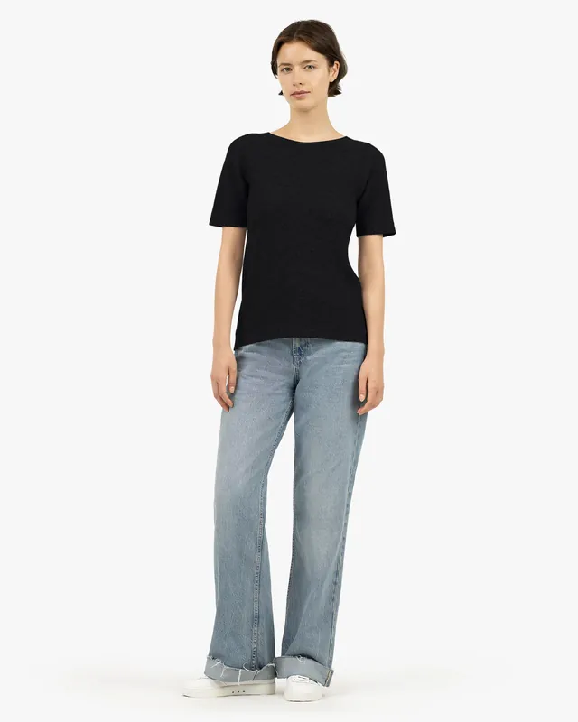 Soffio Boat Neck Tee - Black