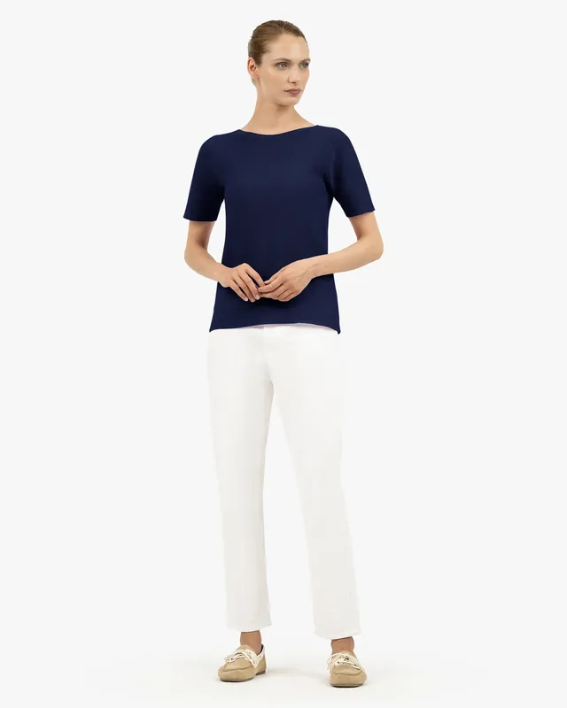 Soffio Boat Neck Tee - Blue