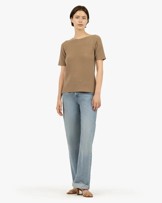 Soffio Boat Neck Tee - Camel
