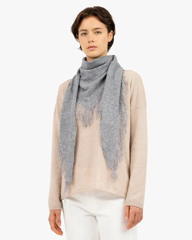 Pointelle Triangle Scarf - Night Blue - Archive