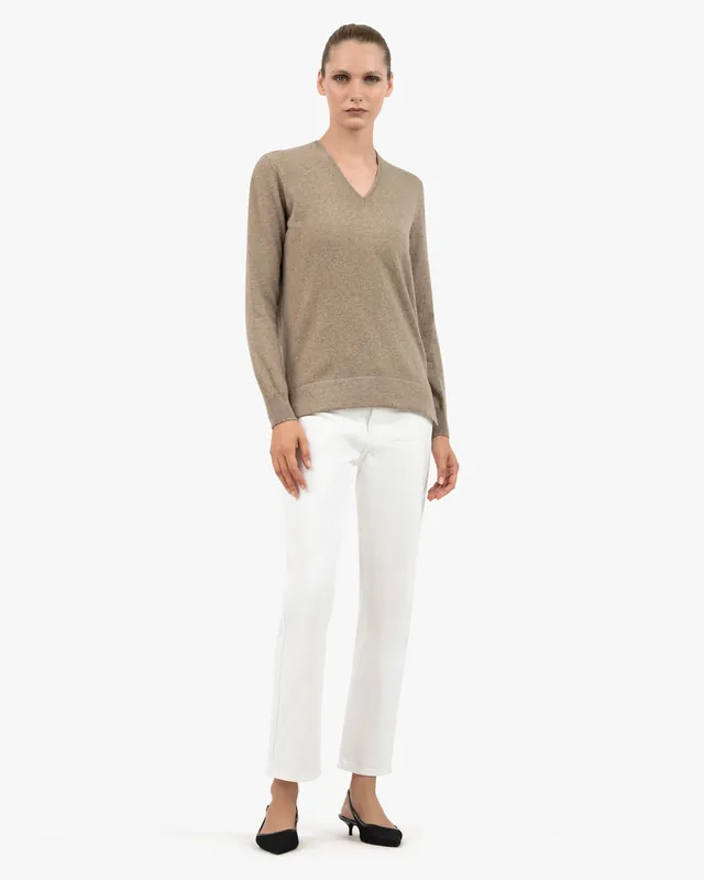 Women's Florenz V-Neck Sweater - Off White - Archive