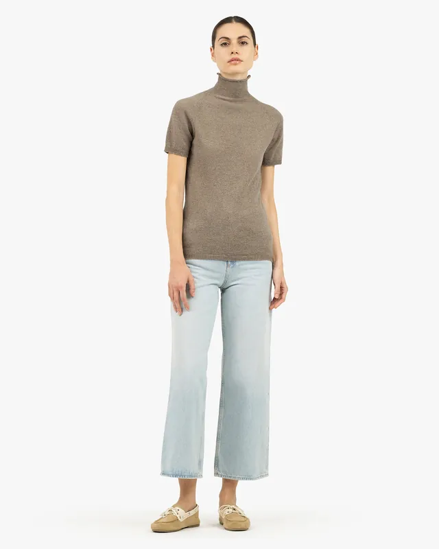 Piuma Mock Neck Tee - Light Grey - Archive