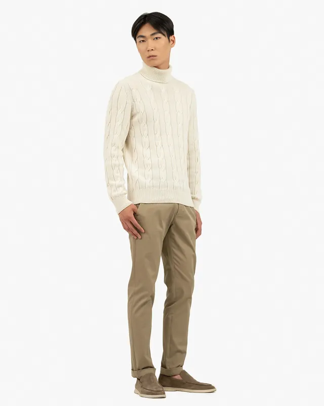Men's Faloria Cable Turtleneck - White - Archive