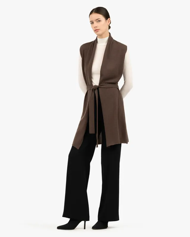 Essential Sleeveless Cardigan - Bordeaux - Archive