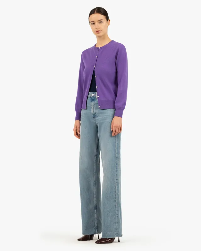 Essential Crew Neck Cardigan - Lavender - Archive