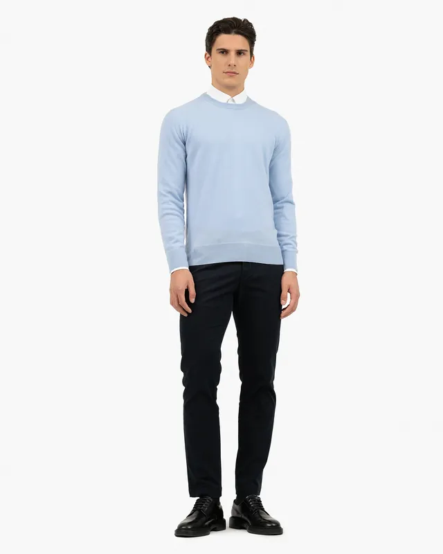 Men's Classic Crew Neck Sweater - Blue - Archive